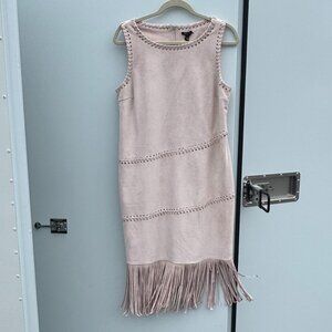 Buffalo David Bitton Pink Faux Suede Fringe Dress Size L (US 10–12)